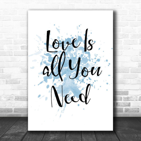 Blue Beatles Love Is All You Need Song Lyric Music Wall Art Print - Ecom Groot