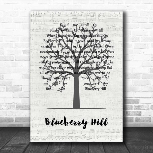 Fats Domino Blueberry Hill Music Script Tree Song Lyric Print - Ecom Groot