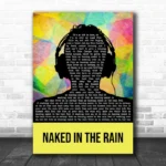 Blue Pearl Naked in the Rain Multicolour Man Headphones Song Lyric Art Print - Ecom Groot