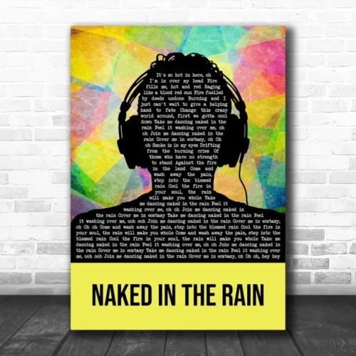 Blue Pearl Naked in the Rain Multicolour Man Headphones Song Lyric Art Print - Ecom Groot