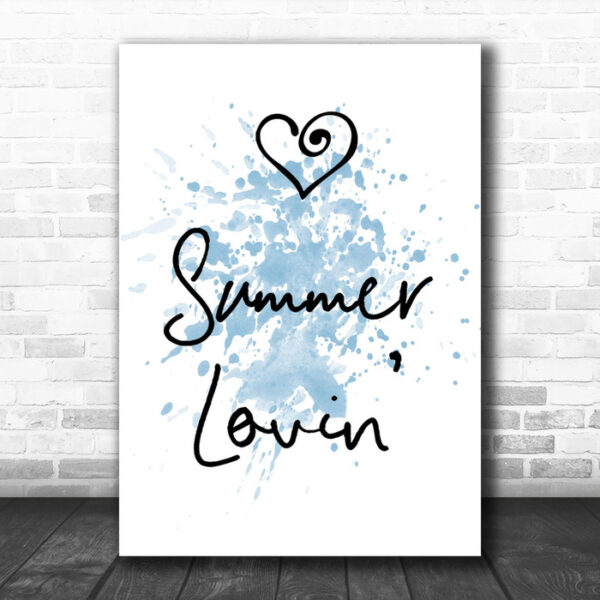 Blue Grease Summer Lovin' Song Lyric Music Wall Art Print - Ecom Groot