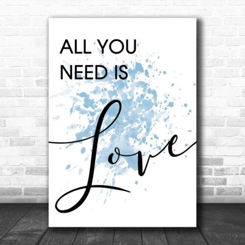 Blue Beatles All You Need Is Love Song Lyric Music Wall Art Print - Ecom Groot