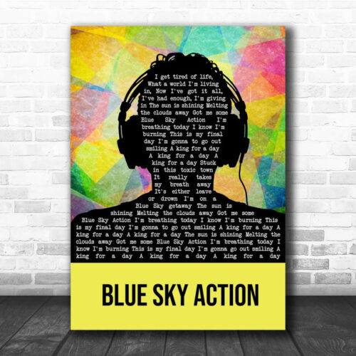 Above & Beyond feat. Alex Vargas Blue Sky Action Multicolour Man Headphones Song Lyric Print - Ecom Groot