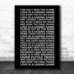 Amy Winehouse Love Is A Losing Game Black White Song Lyric Music Wall Art Print - Ecom Groot