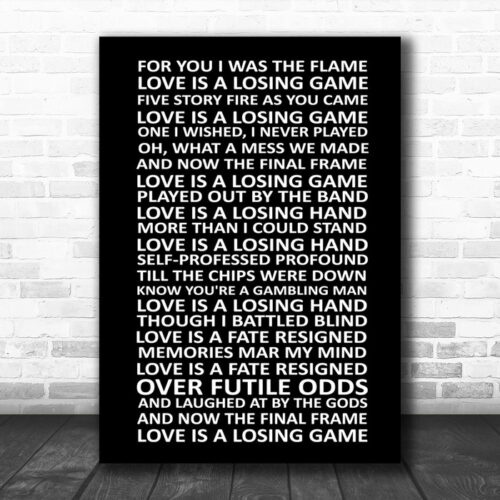 Amy Winehouse Love Is A Losing Game Black White Song Lyric Music Wall Art Print - Ecom Groot