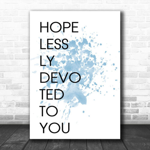 Blue Grease Hopelessly Devoted To You Song Lyric Music Wall Art Print - Ecom Groot