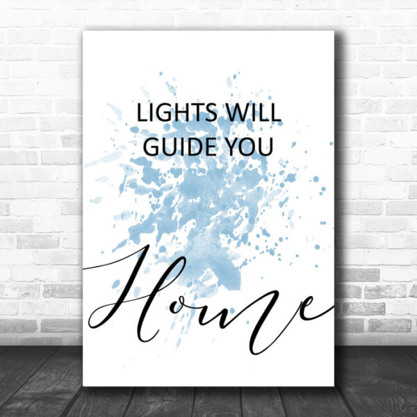 Blue Coldplay Lights Will Guide You Home Song Lyric Music Wall Art Print - Ecom Groot