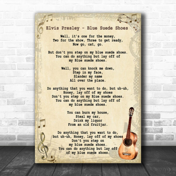 Elvis Presley Blue Suede Shoes Song Lyric Vintage Music Wall Art Print - Ecom Groot