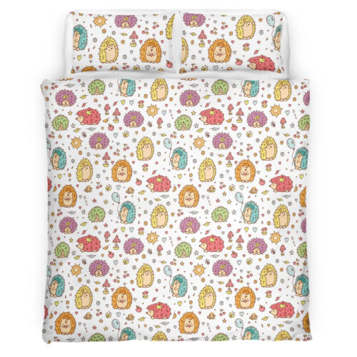 Colorful Hedgehogs Seamless Pattern Bedding Set