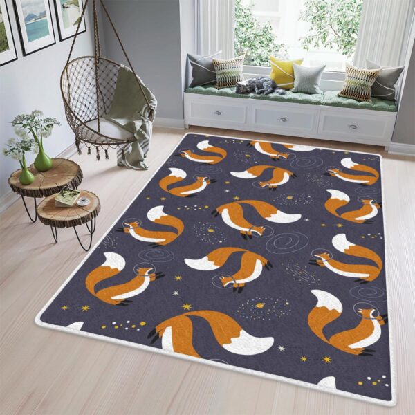 Seamless Space Pattern Fox Fashionable Childrens Area Rugs