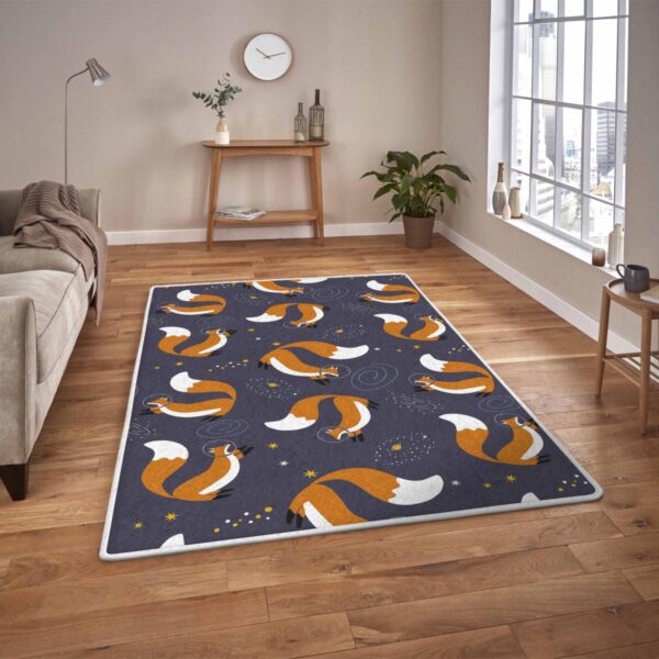 Seamless Space Pattern Fox Fashionable Childrens Area Rugs