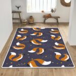 Seamless Space Pattern Fox Fashionable Childrens Area Rugs