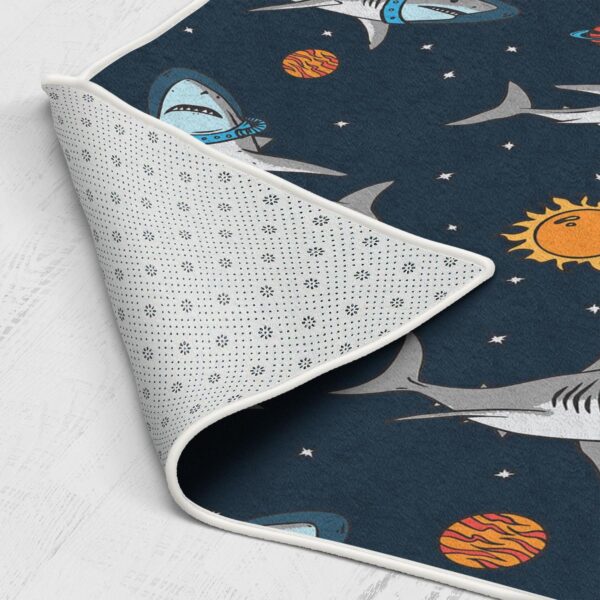 Seamless Pattern Astronaut Shark Space Background Area Rugs