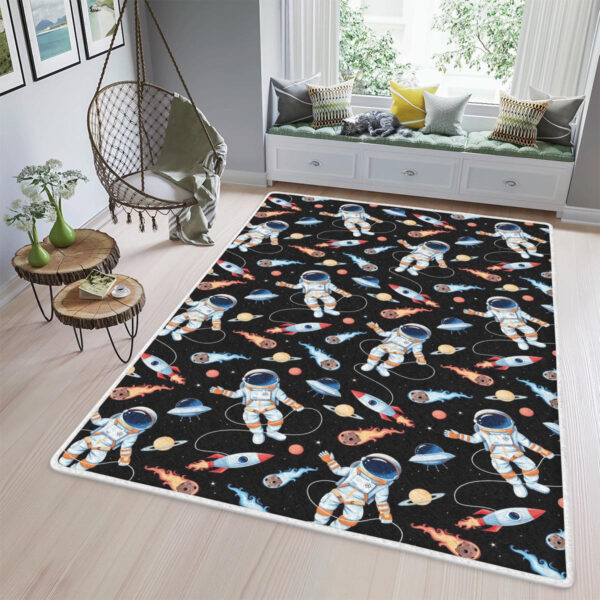 Vector Seamless Pattern Astronaut Rocket Area Rugs