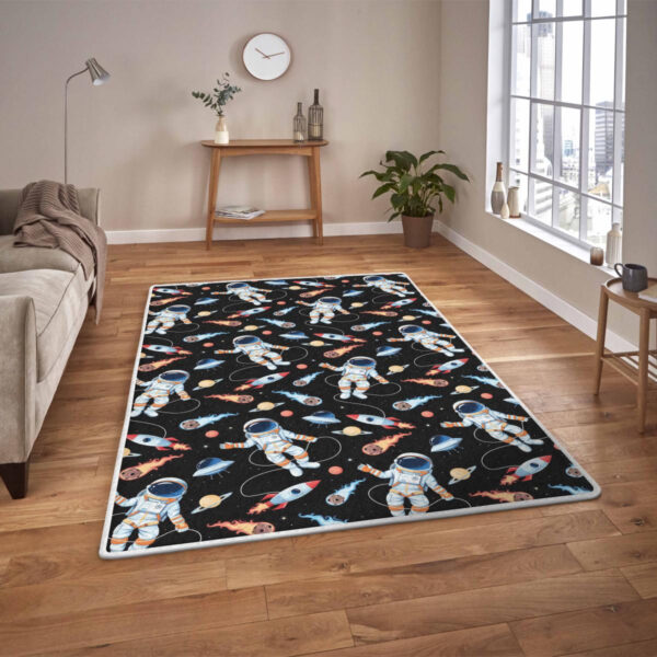 Vector Seamless Pattern Astronaut Rocket Area Rugs