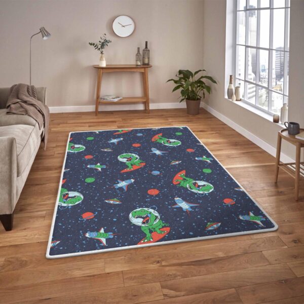 Astronaut Dinosaur Vector Print Pattern Funny Area Rugs