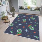 Astronaut Dinosaur Vector Print Pattern Funny Area Rugs