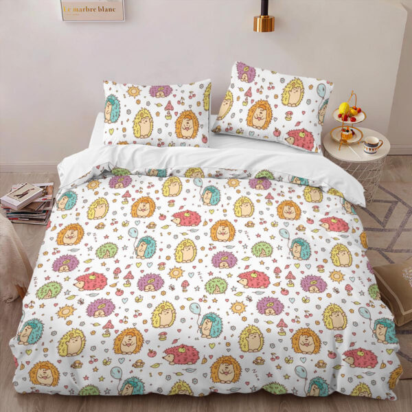 Colorful Hedgehogs Seamless Pattern Bedding Set