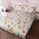 Colorful Hedgehogs Seamless Pattern Bedding Set