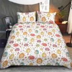 Colorful Hedgehogs Seamless Pattern Bedding Set