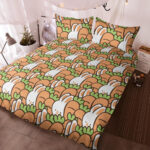 Seamless Pattern of Cartoon Rabbit and Carrot Illustration Design Bedding Set