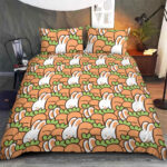 Seamless Pattern of Cartoon Rabbit and Carrot Illustration Design Bedding Set