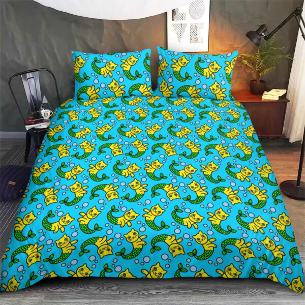 Seamless Pattern With Fairy Sea Cats Bedding Set