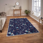 Space Stars Seamless Pattern Alien Spaceman Area Rugs