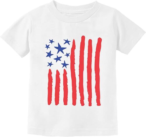 USA American Flag Girls Boys 4th of July Shirt Toddler Kids Patriotic T-Shirt