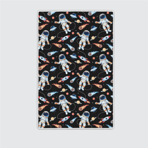 Vector Seamless Pattern Astronaut Rocket Area Rugs