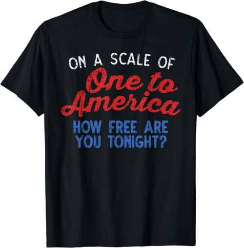 On A Scale Of One To America Shirt 4th Of July Fourth Party T-Shirt