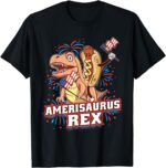 Hotdog T Rex Dinosaur 4th of July Amerisaurus Funny Gifts T-Shirt