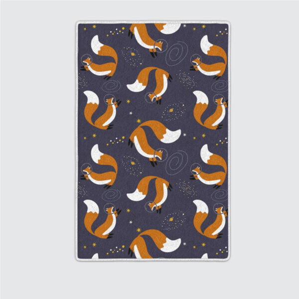 Seamless Space Pattern Fox Fashionable Childrens Area Rugs