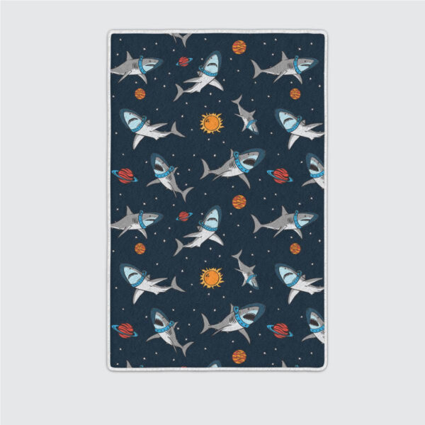 Seamless Pattern Astronaut Shark Space Background Area Rugs